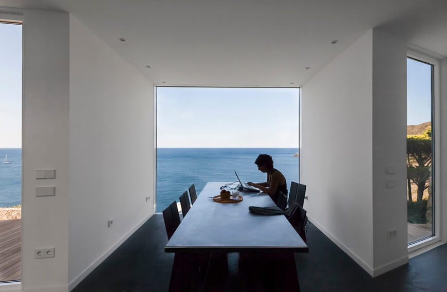 A straight-on view of the dining room shows just how stark the room would be without the view.