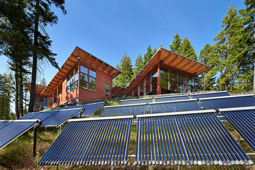 In a successful attempt to maintain an eco-friendly house passive solar-panels and solar hot water heaters were employed to keep energy costs down and better utilize the energy offered by nature.