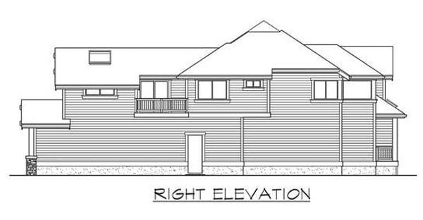 Right elevation sketch of the two-story 4-bedroom Highlands craftsman style home.