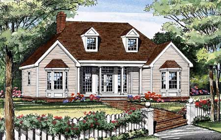 Front perspective sketch of the 3-bedroom single-story Lewisburg ranch.