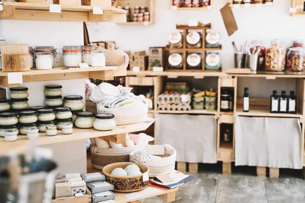 This is a zero-waste store with various products on display.