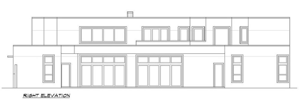 Right elevation sketch of the two-story 3-bedroom modern home.