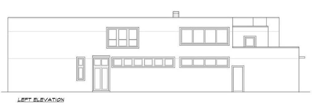 Left elevation sketch of the two-story 3-bedroom modern home.