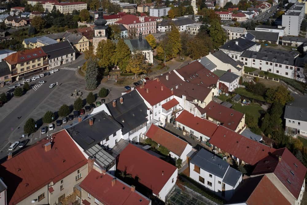 Aerial shot of house in the Courtyard by Igloo.