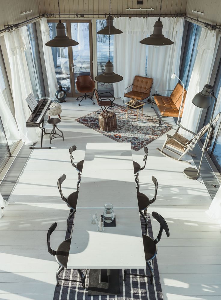 Top view of the dining area of the bridge house