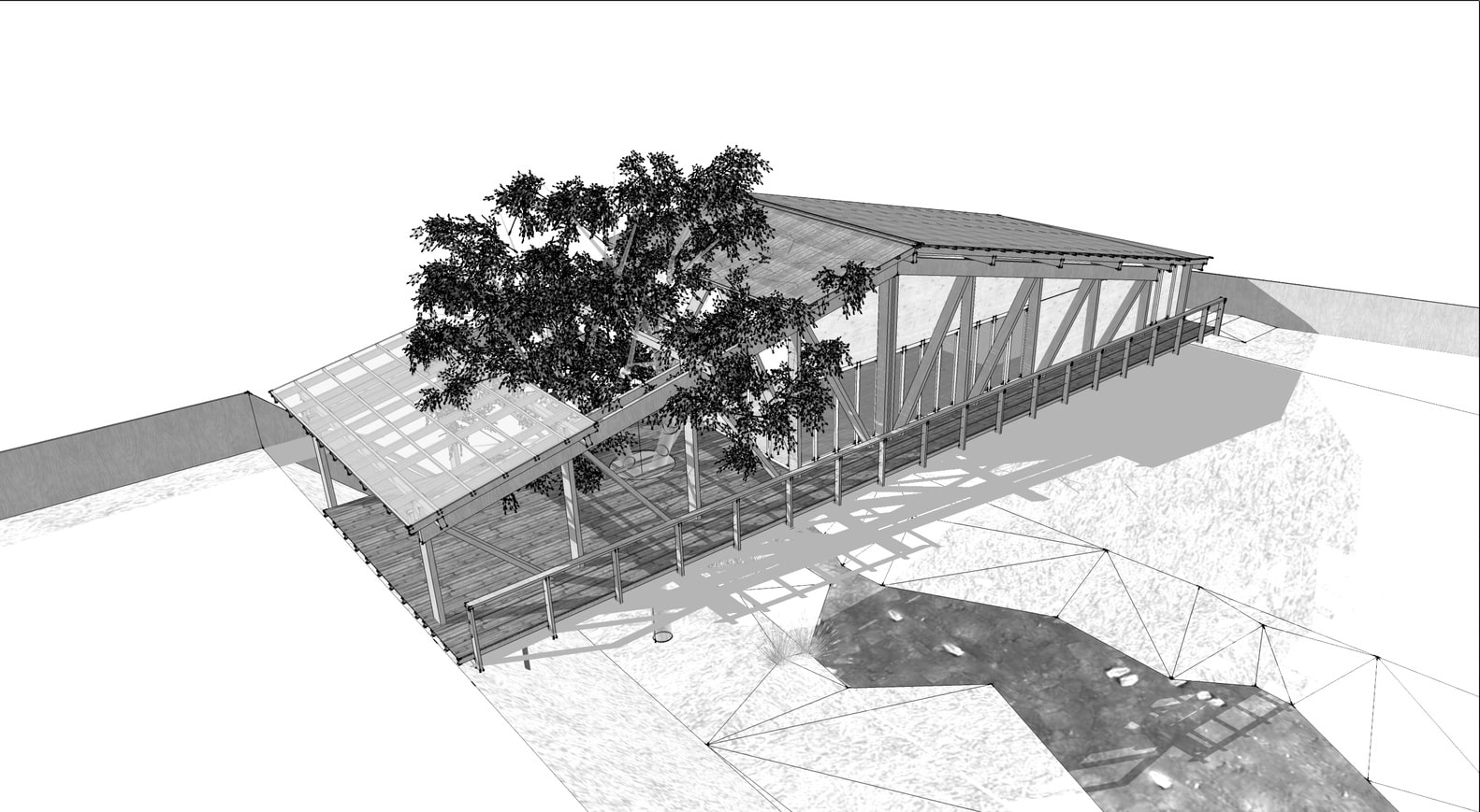 Top view of the bridge house pla