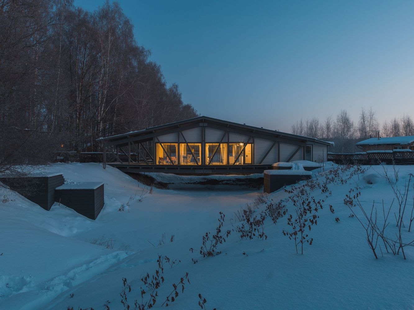 Bridge house during night