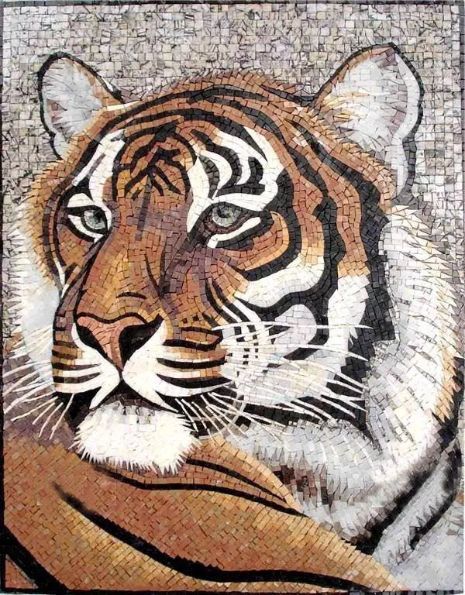 A Mosaic with tiger design.