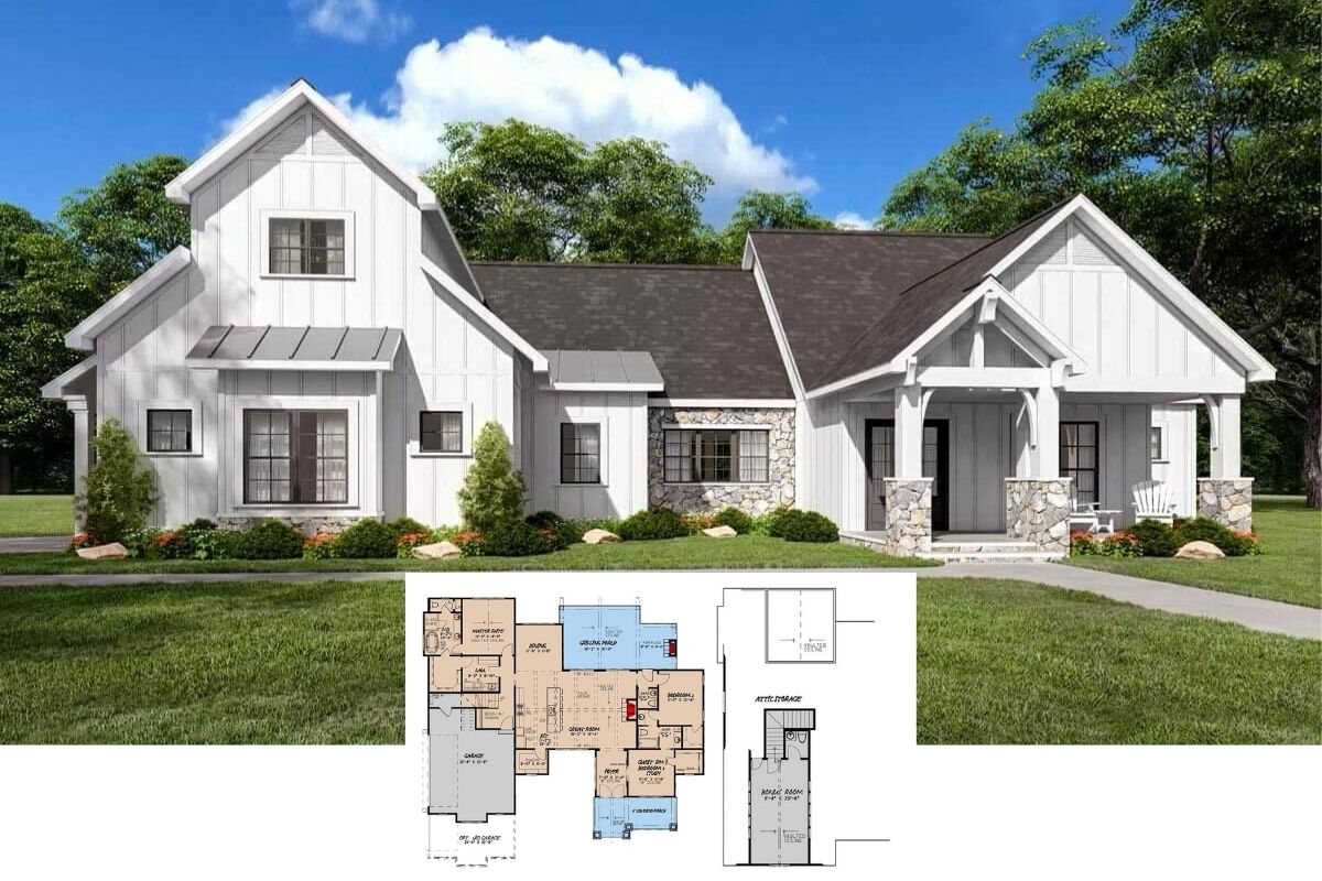 Introducing This Two-Story 3-Bedroom Contemporary Farmhouse with a Bonus Room (2,000+ Sq. Ft. Floor Plan)