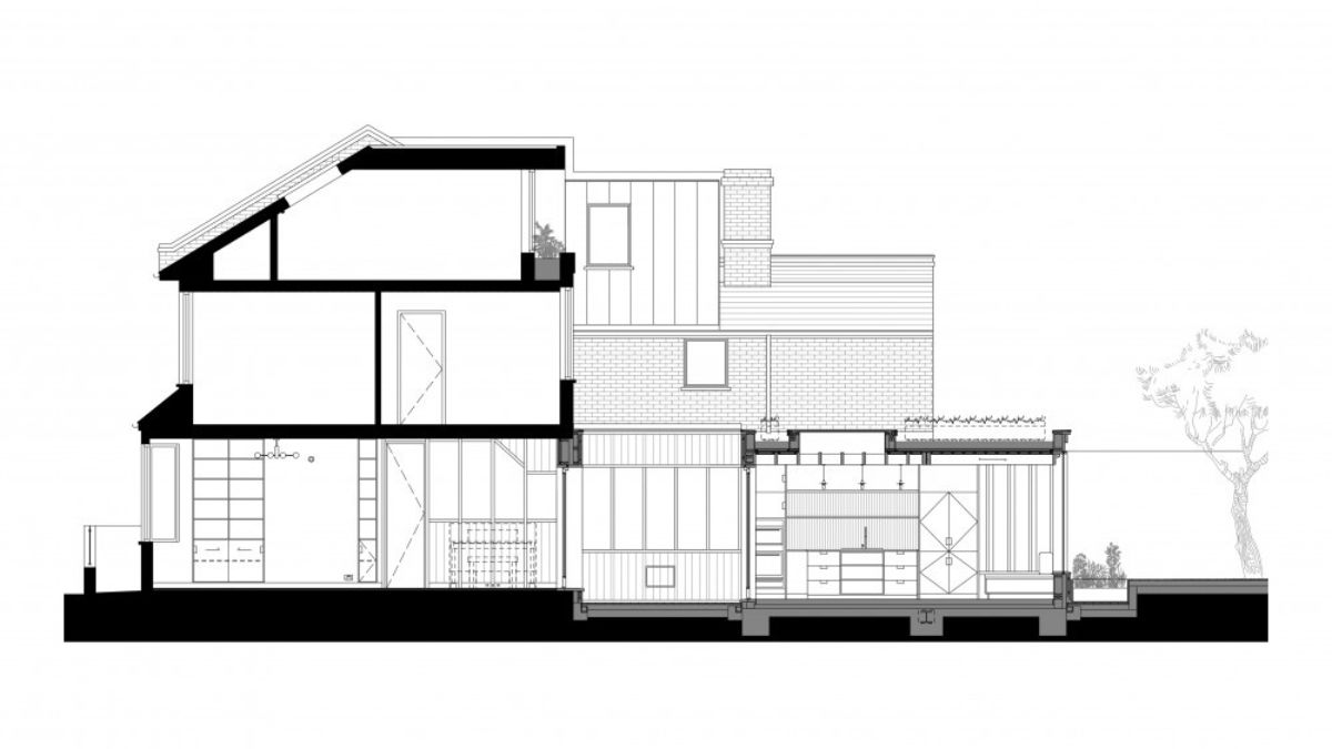 A detailed sideview sketch of the lovely home.