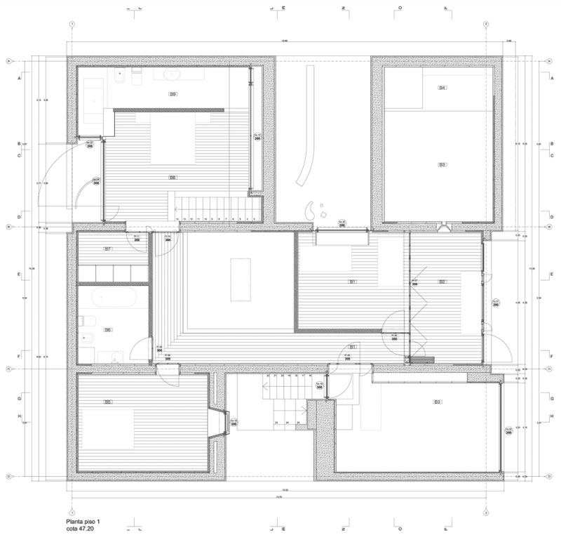 Floor plan of the upper floor.