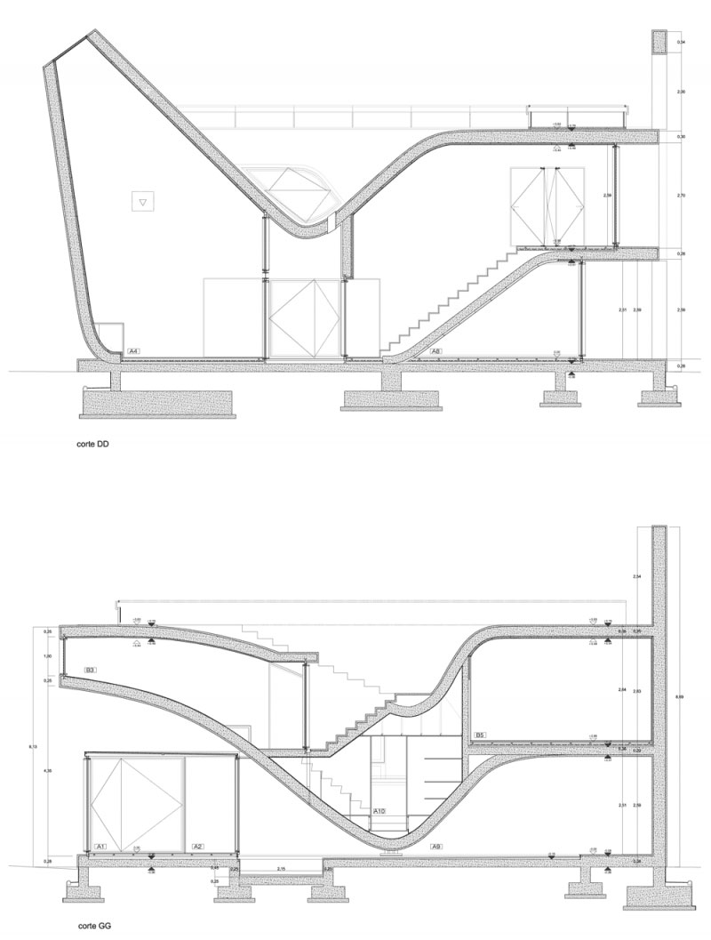 Cross section aa of the house.