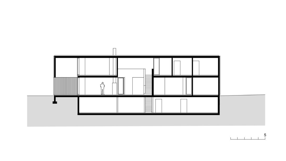 Longitudinal section of Casa Duplo