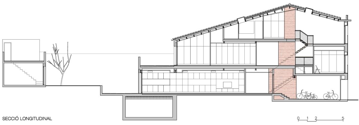 Longitudinal sections of the house.