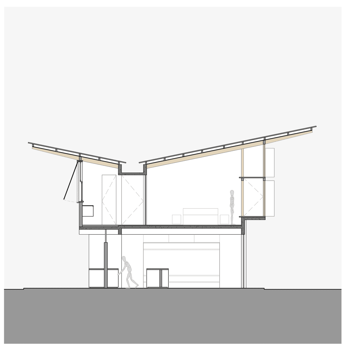 Cross section sketch of the Casa Araruama.