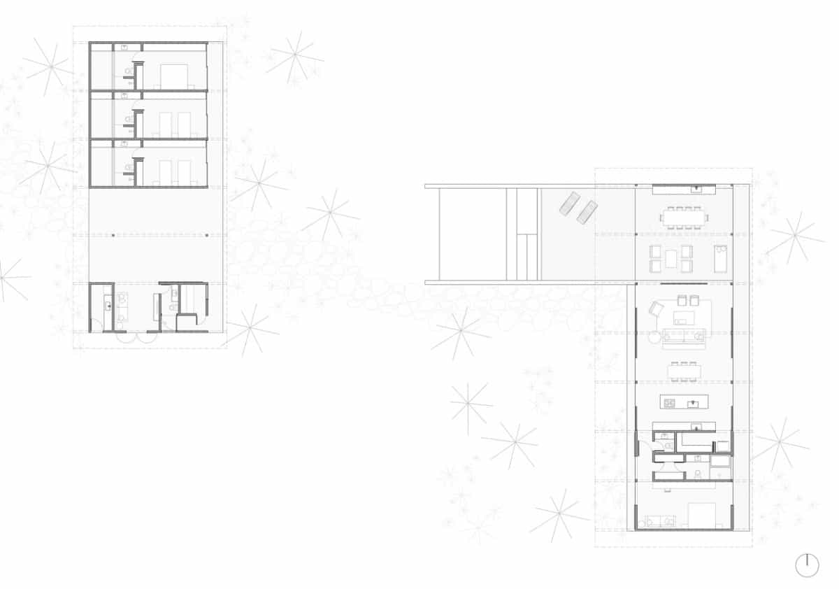 Floor plan of the Espelho Beach House.