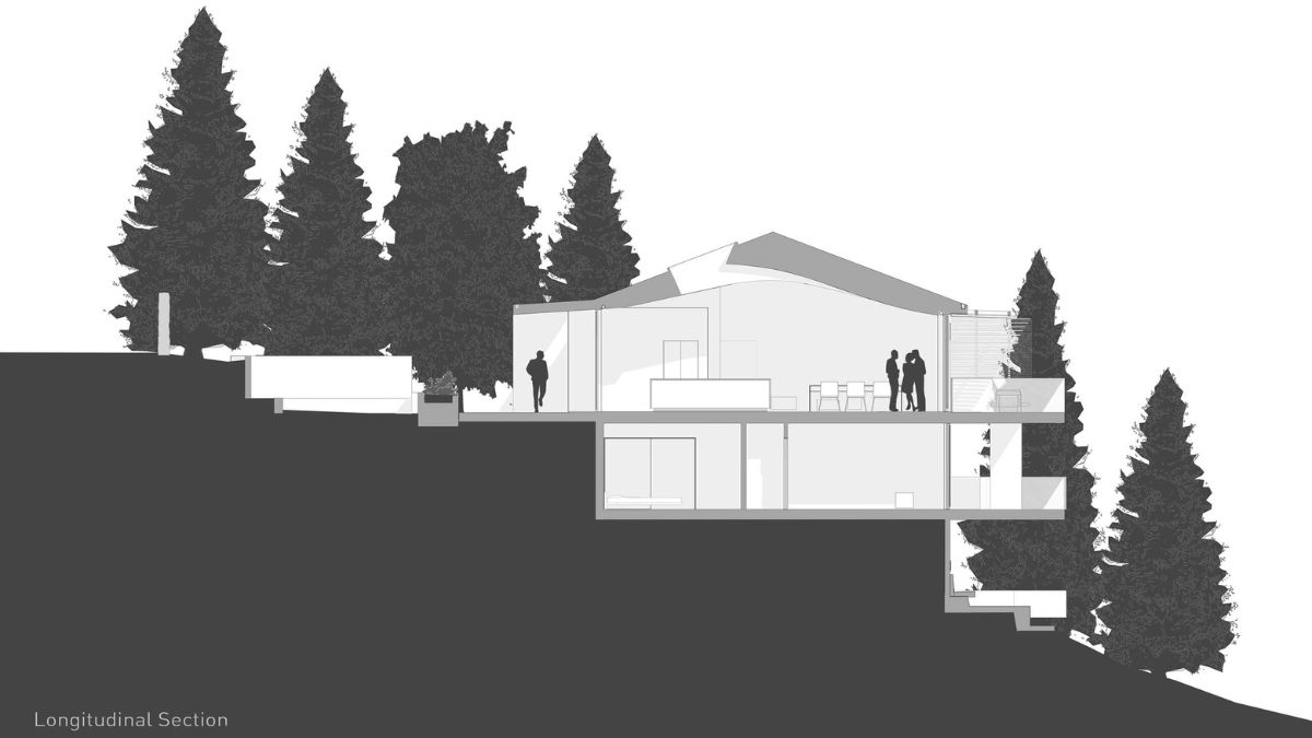 The longitudinal section plan of the SkyLine House.