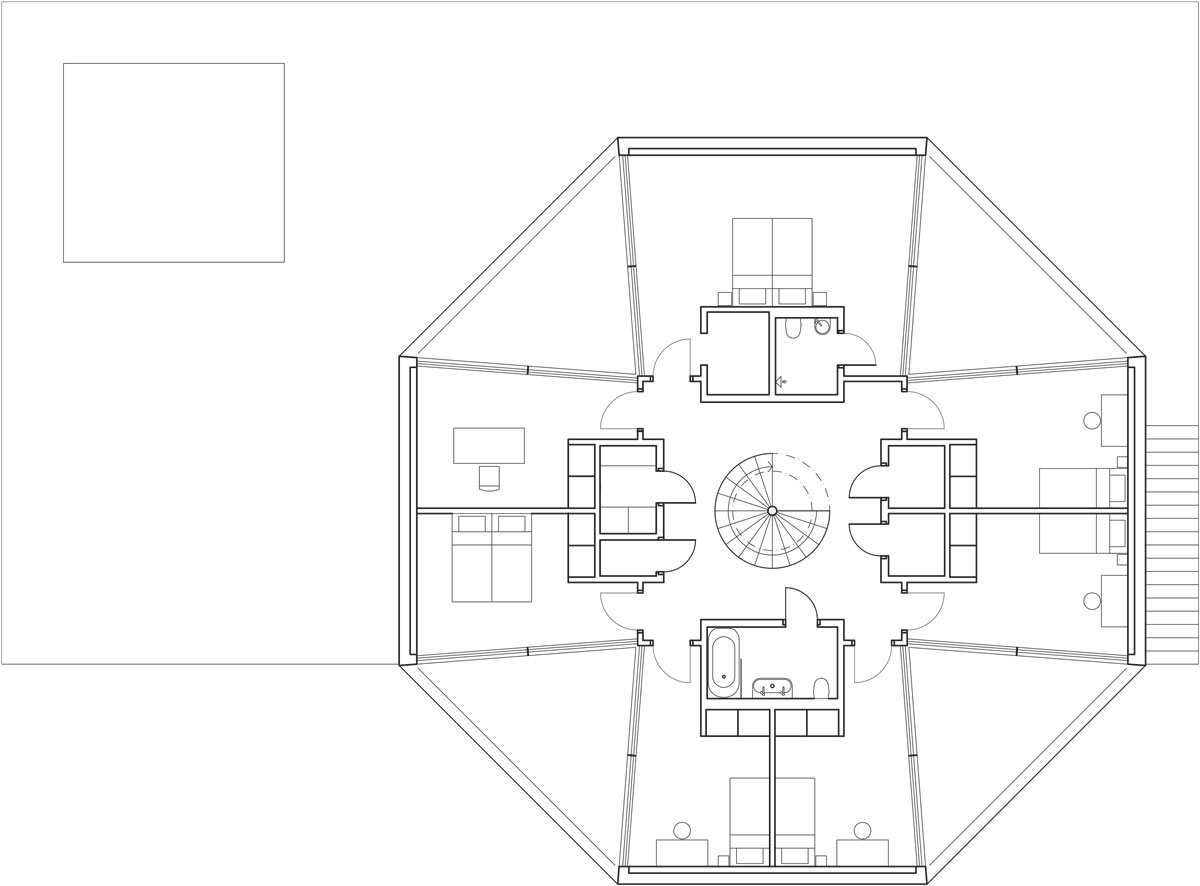 Floor plan of the top floor.