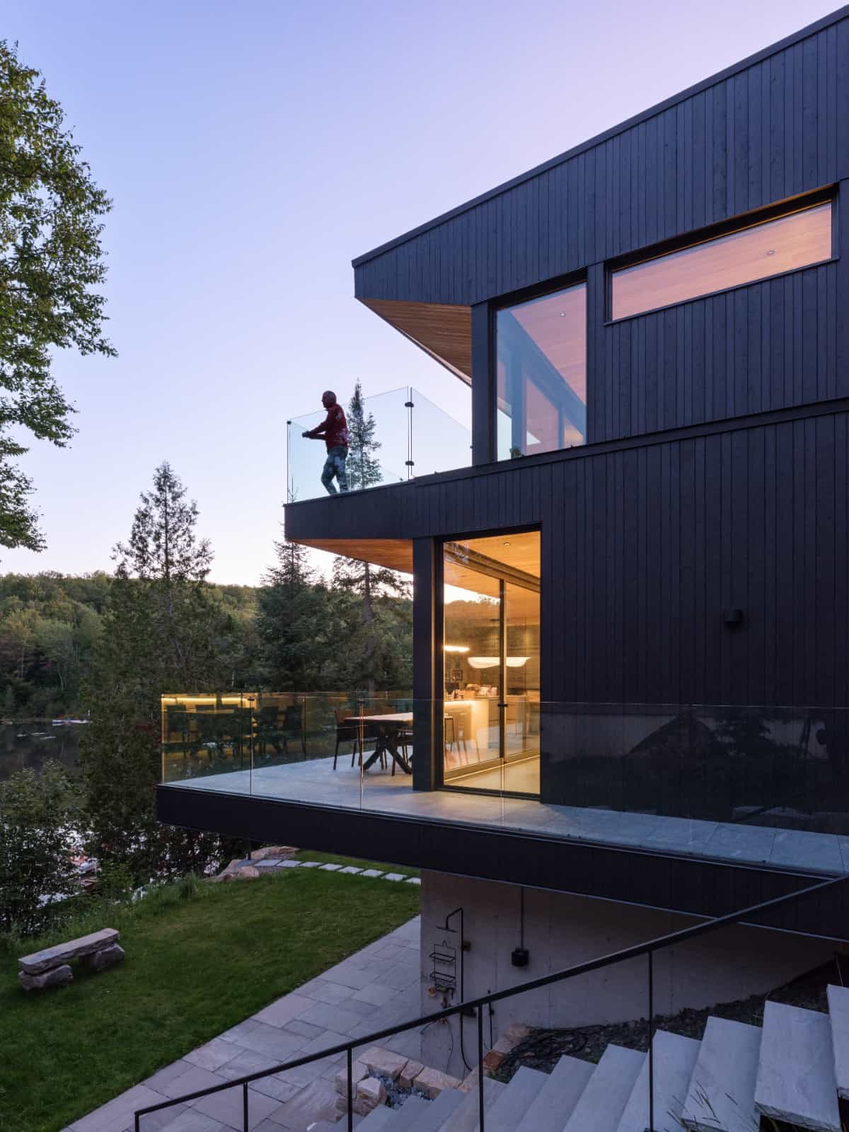 The multi-level balconies wrap around the house to maximize views and living space.