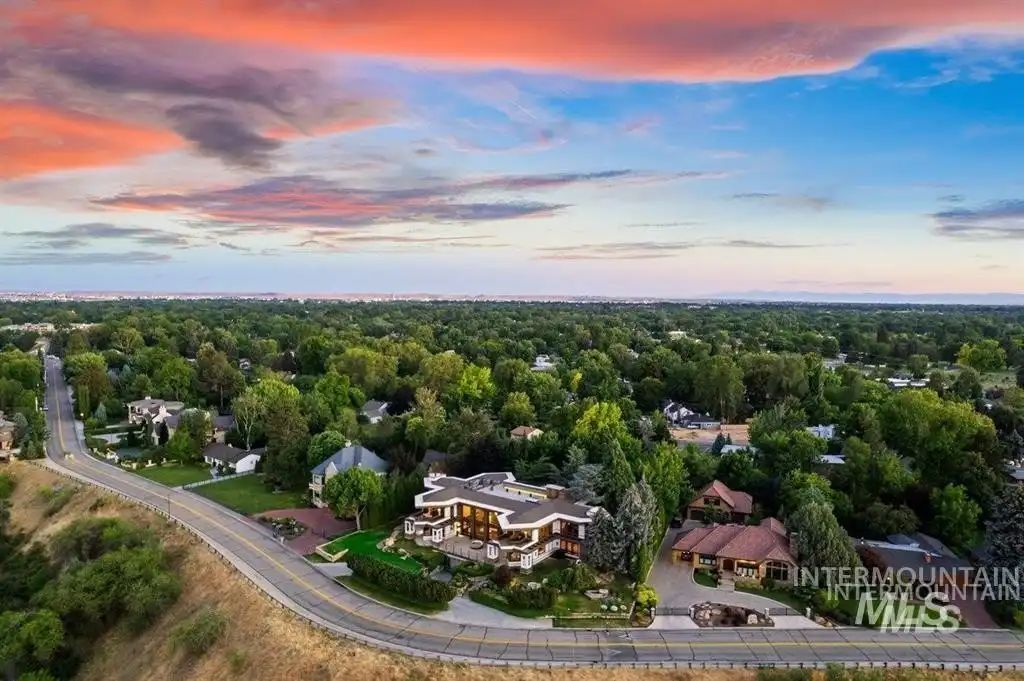 Aerial view of the house and its neighboring houses.