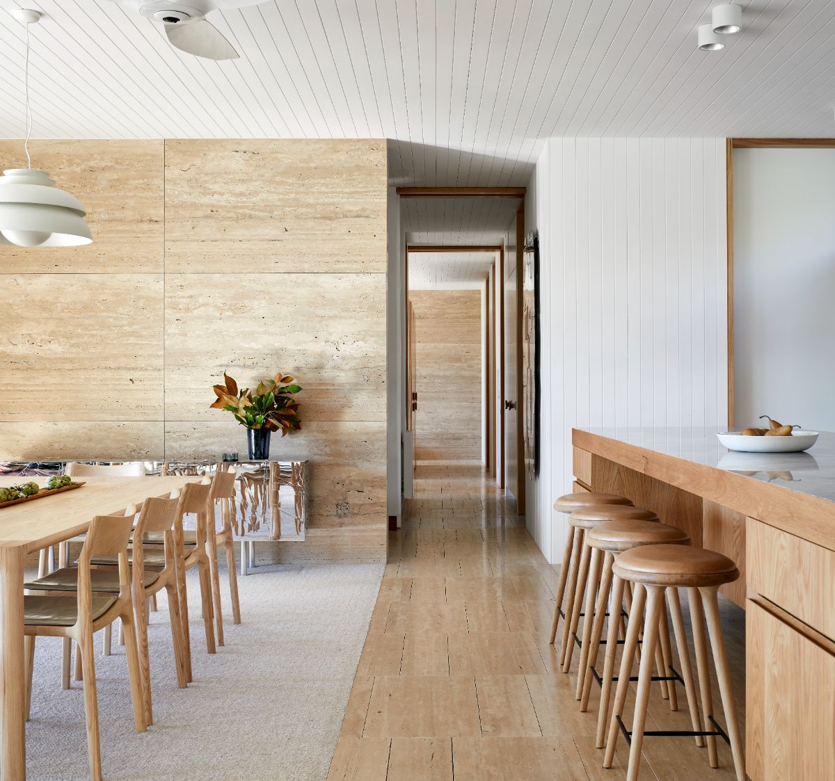 The dining area sits next to the kitchen.