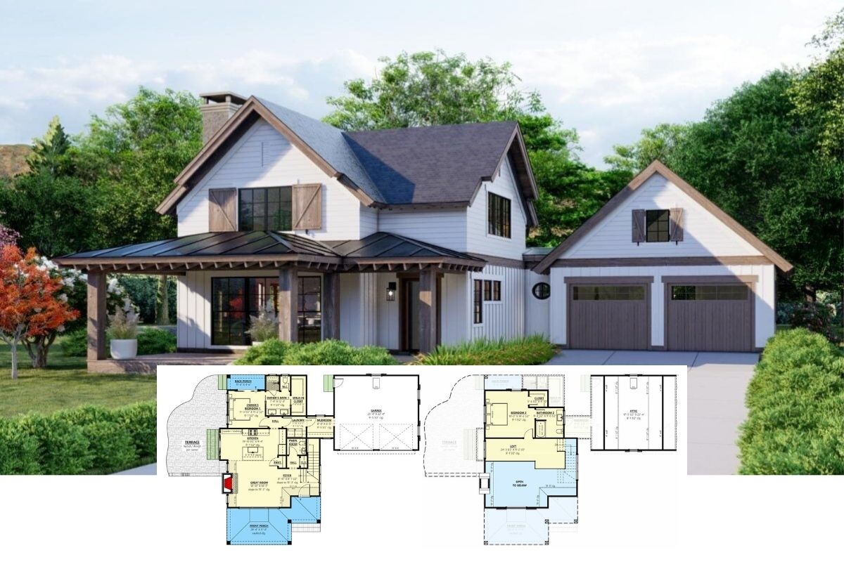 Step Inside This 1,537 Sq. Ft. 2-Bedroom Farmhouse, Perfect for Simple Living (Explore This Floor Plan)