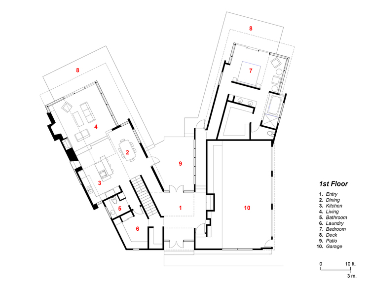 The first floor plan of the bayvview house.