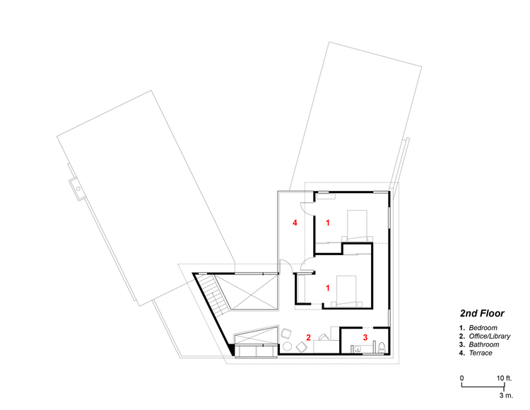 The second floor plan of the bayvview house.