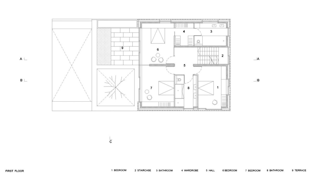 The first floor plan of the house step level.