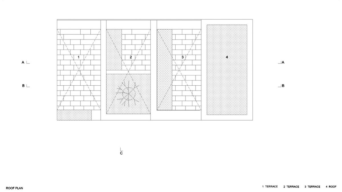 The roof floor plan of the house step level.