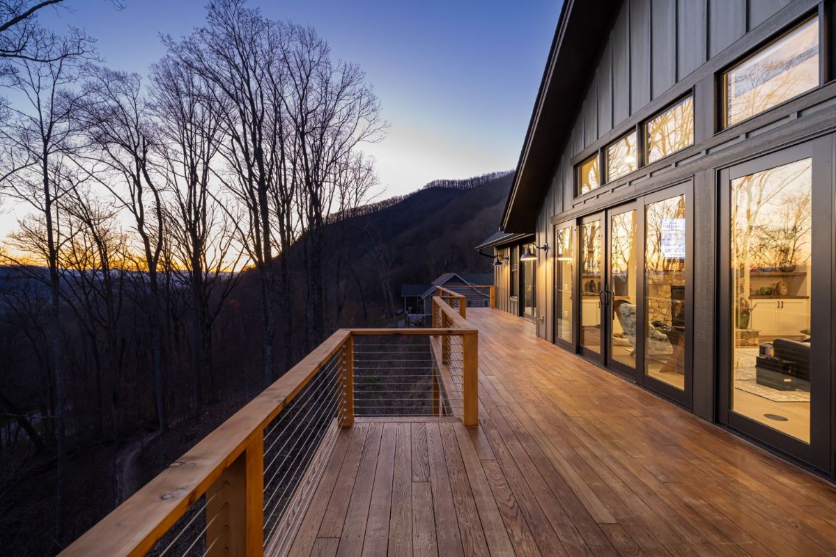 The deck with spectacular mountain views allows the homeowners to completely enjoy Appalachian beauty.