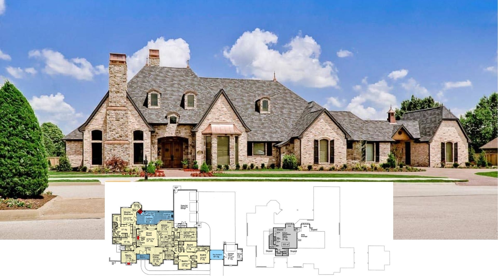 Discover This Stately 4-Bedroom European Manor with Elegant Stone Accents (Don’t Miss This 4,071 Sq. Ft. Floor Plan)