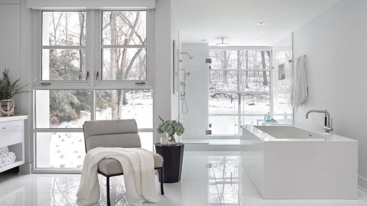 Mid-Century Modern Meets New Age in Demarest bathtub.