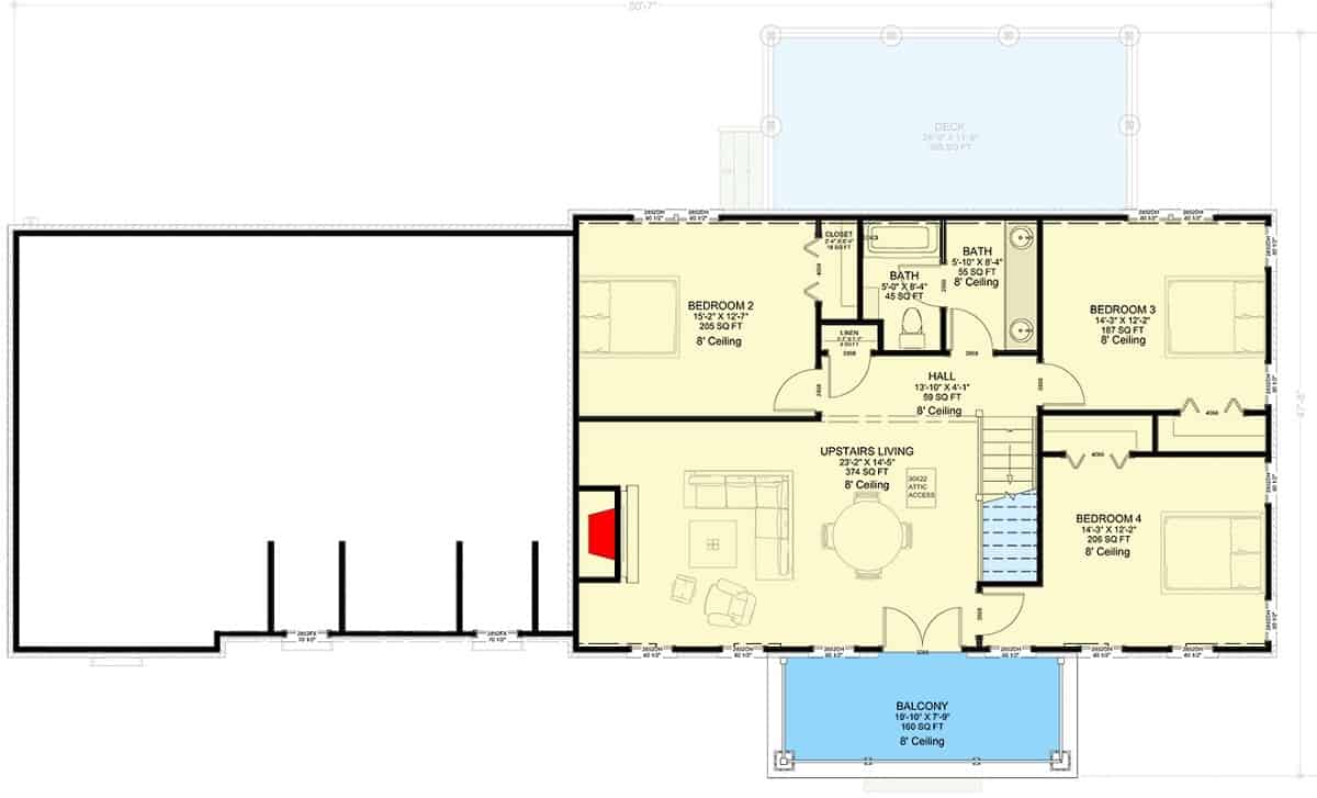 Lower level floor plan with another bedroom, a media room, a laundry room, and a family room.