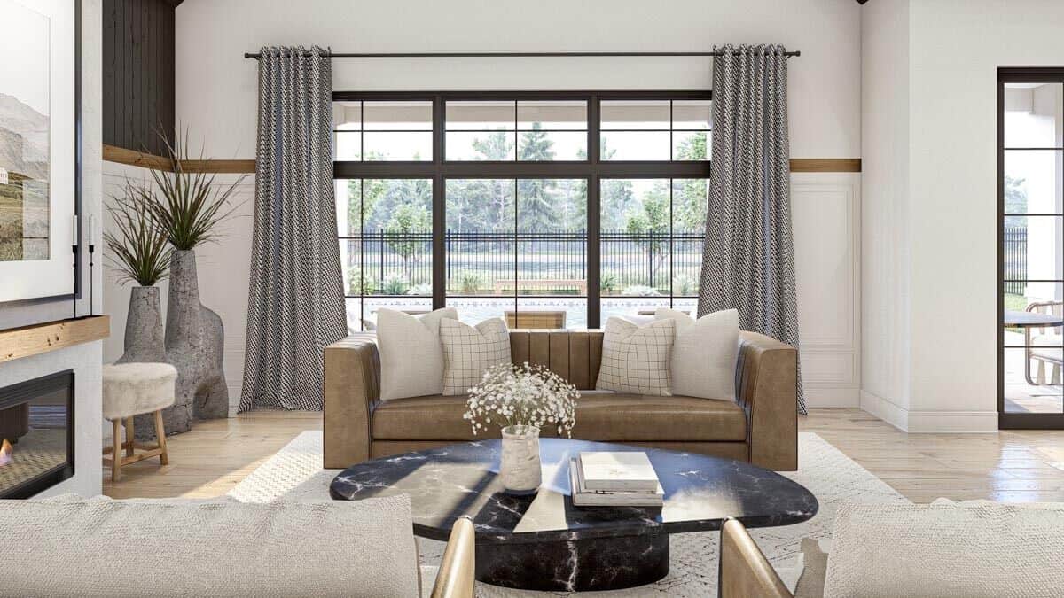 Massive windows flood the great room with abundant natural light.