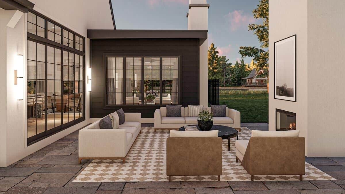 The courtyard provides a great space for entertaining complete with a fireplace.