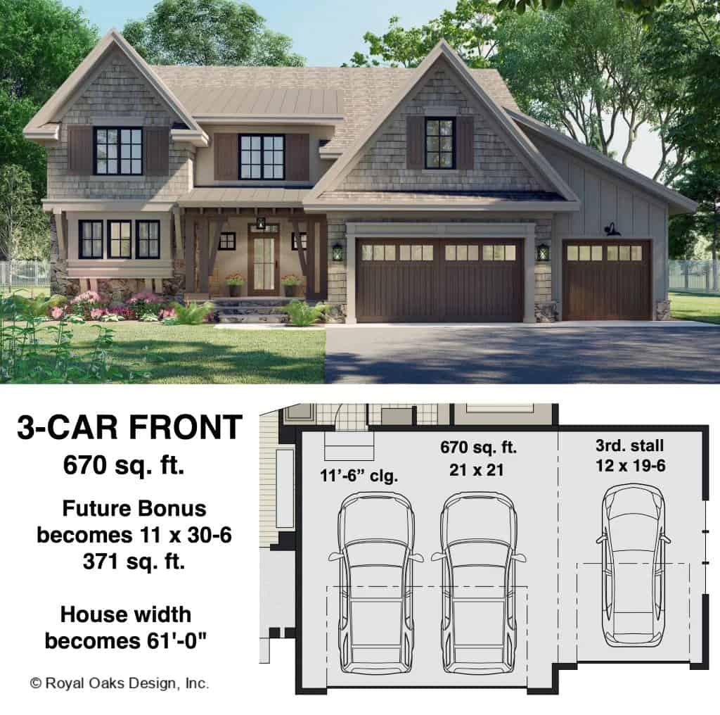 3-Car front garage