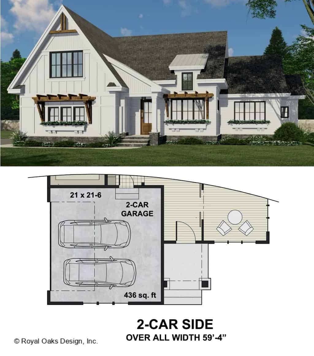 2-Car side garage