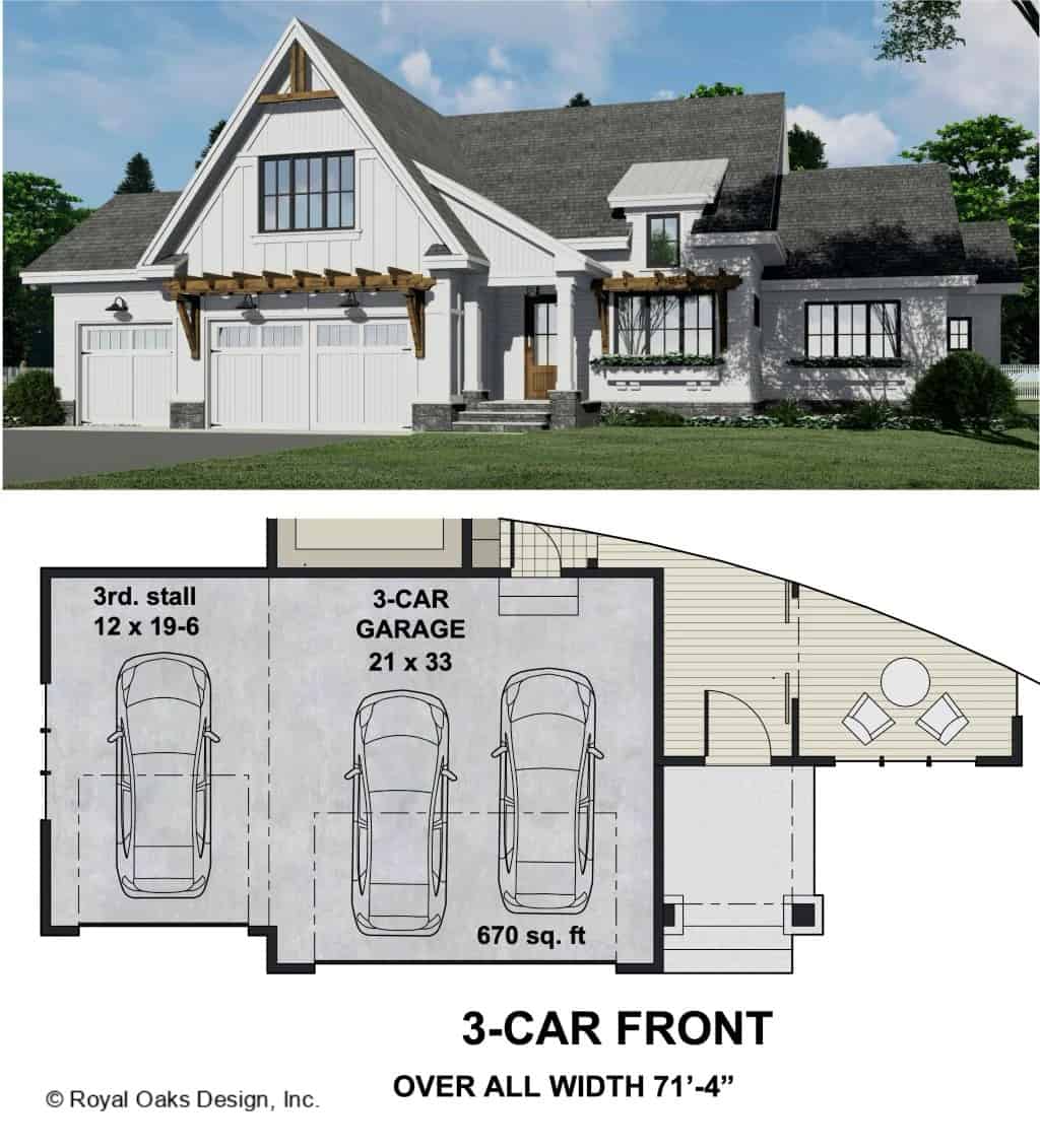 3-Car front garage