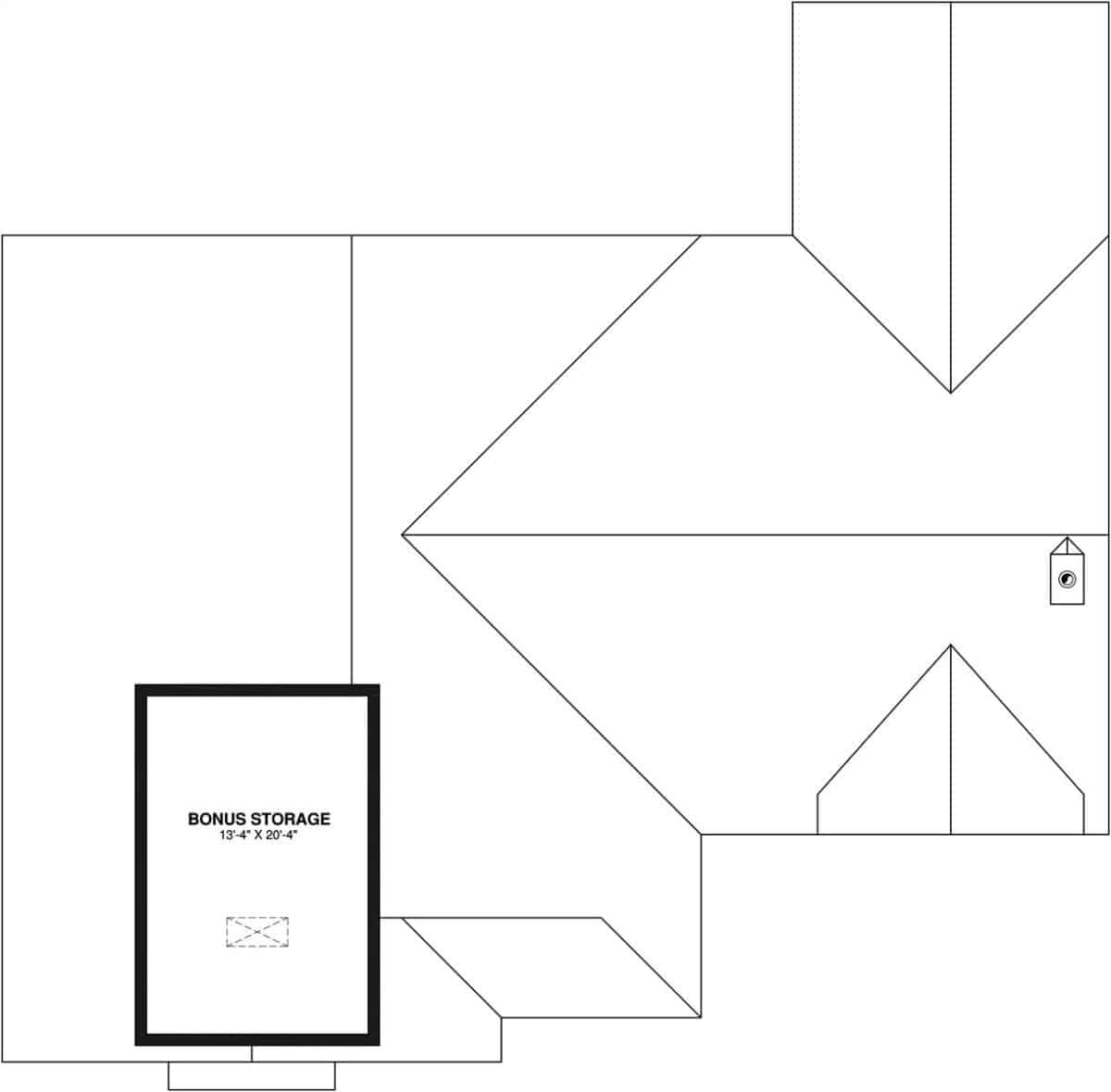 Bonus level floor plan with large storage space.