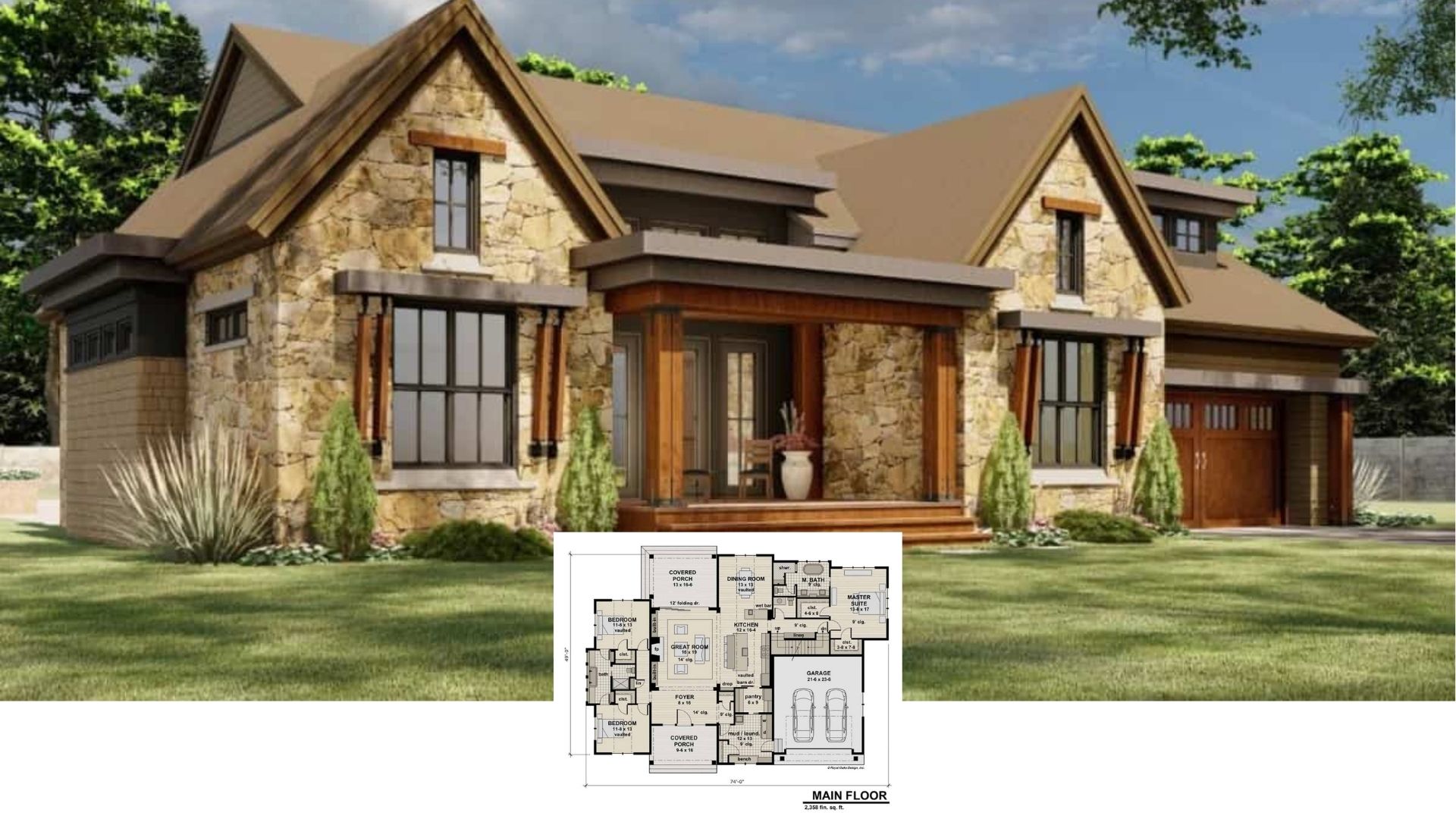 Step Inside This Cozy 2,358 Sq. Ft. Craftsman Home with 3 Bedrooms, Stone Facade, and Timber Accents (Discover the Floor Plan Details)