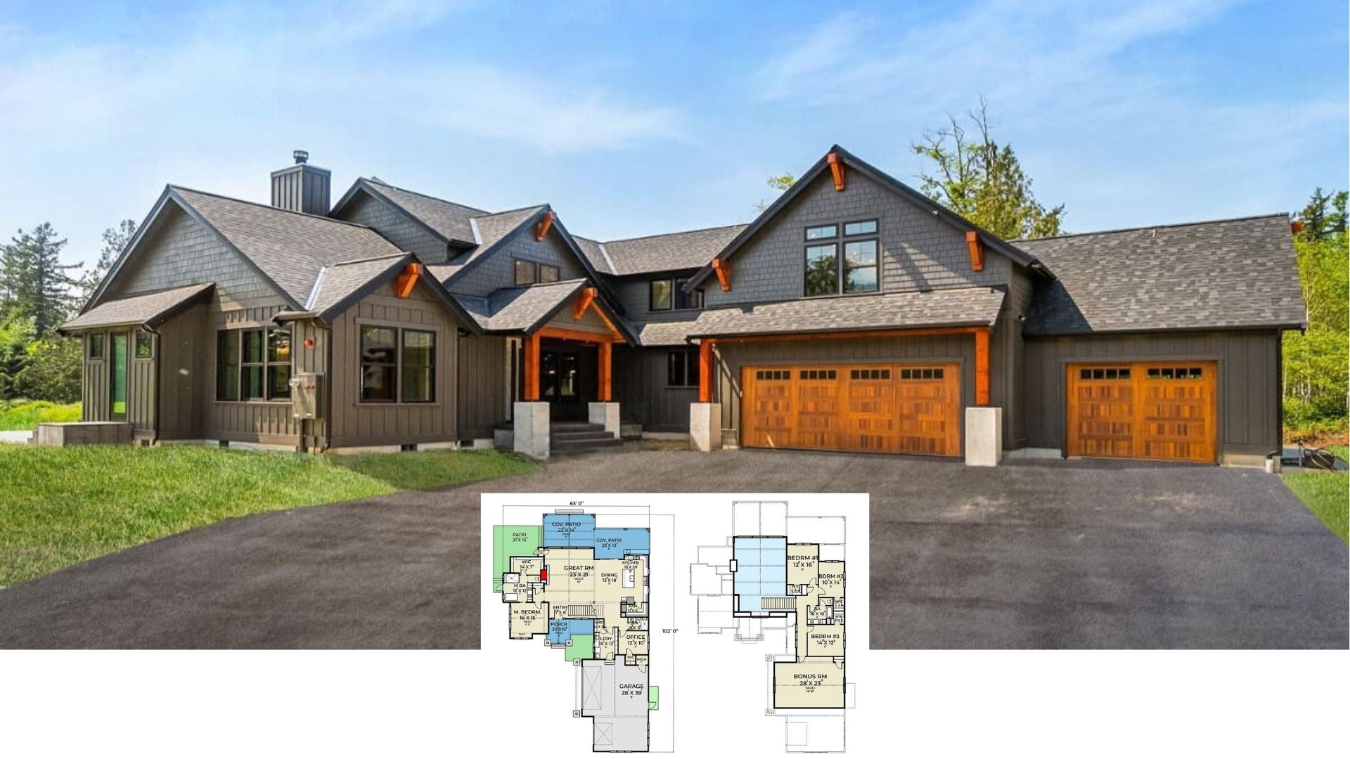 Discover the Timeless Allure of This 3,843 Sq. Ft. 5-Bedroom Craftsman Home with Bold Timber Accents (Don’t Miss This Floor Plan)