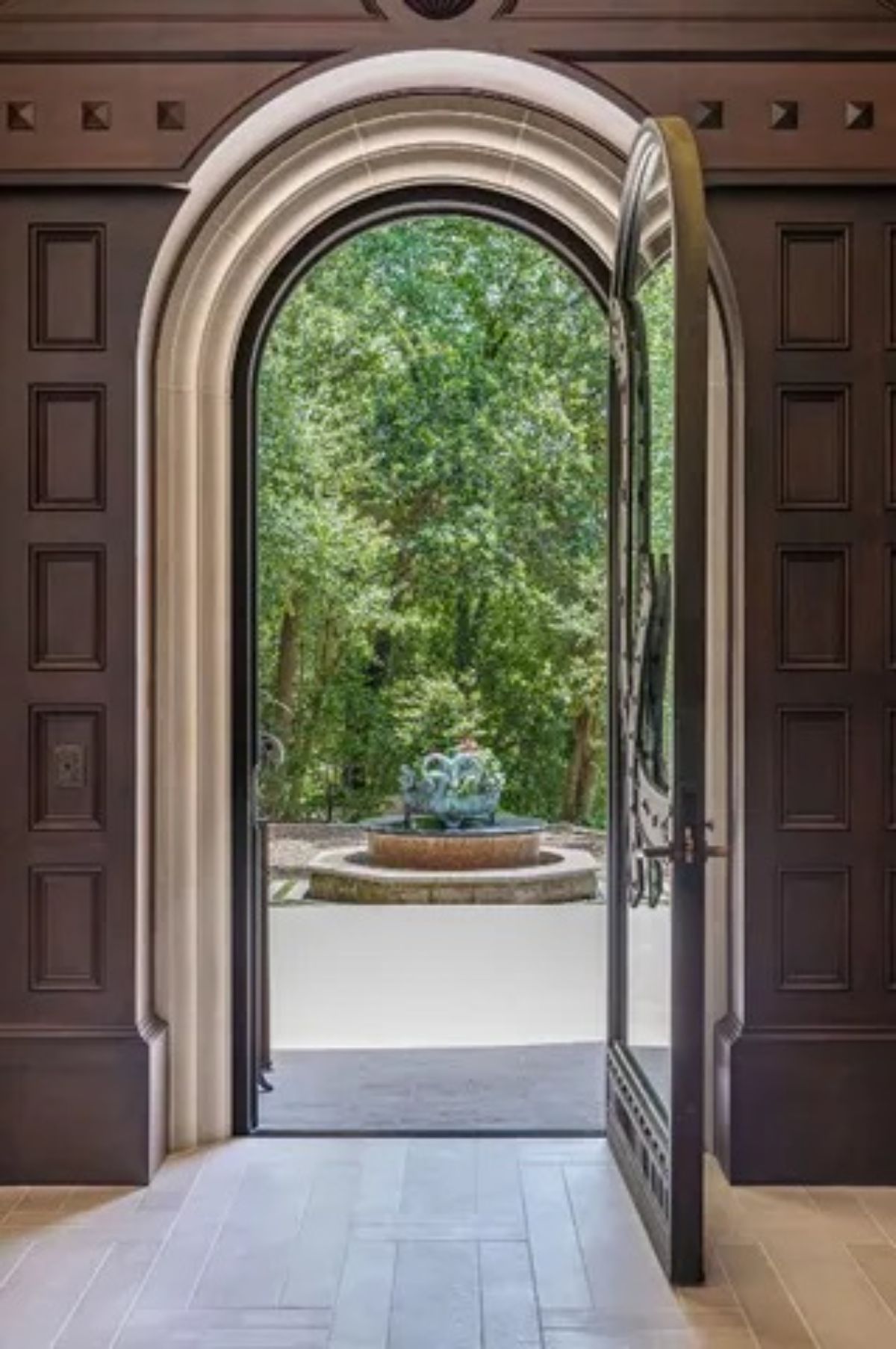 Arch wooden door. 