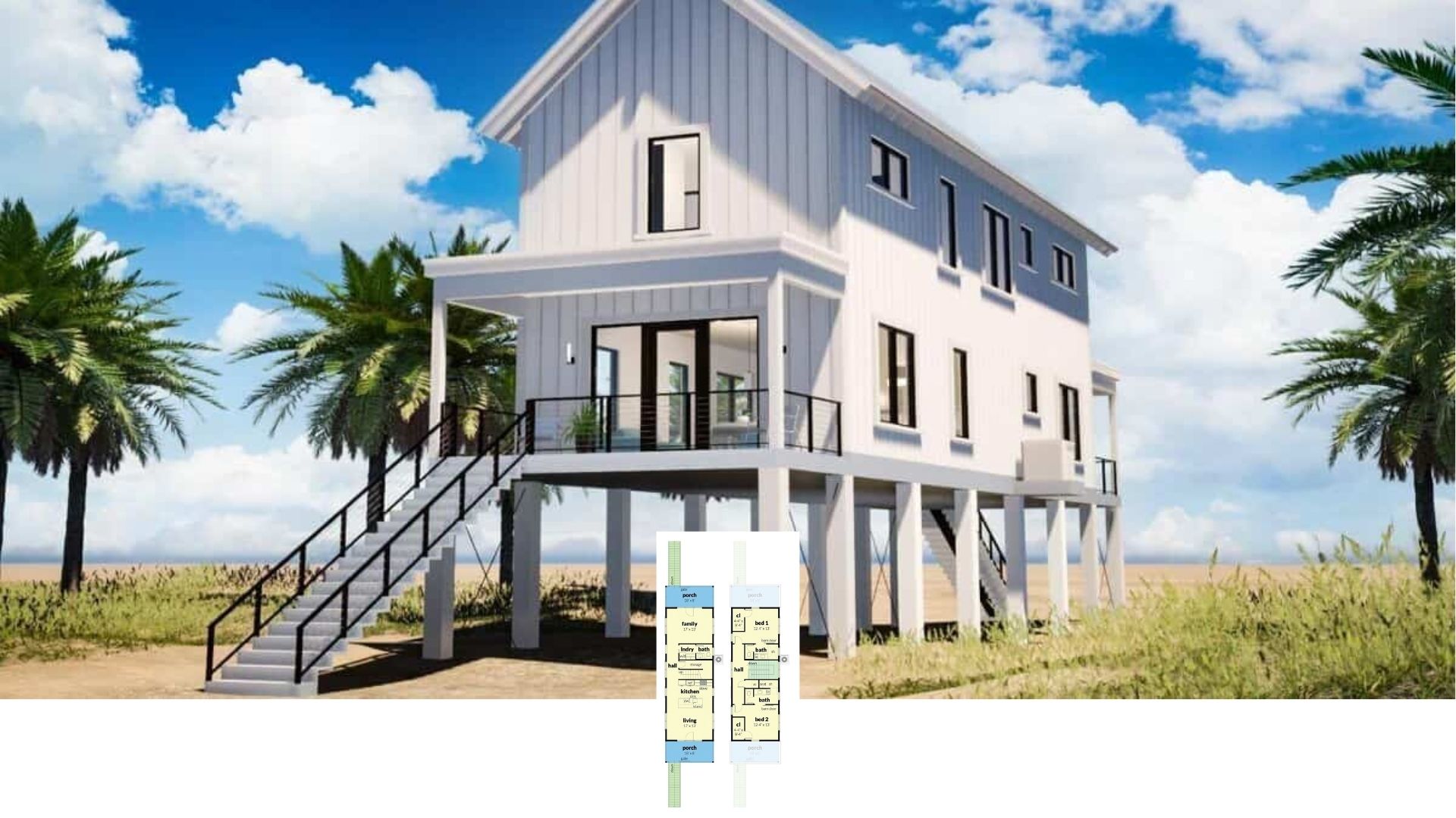 Discover the 1,800 Sq. Ft. Elevated Beach House with a Unique Floor Plan and Front/Back Porches