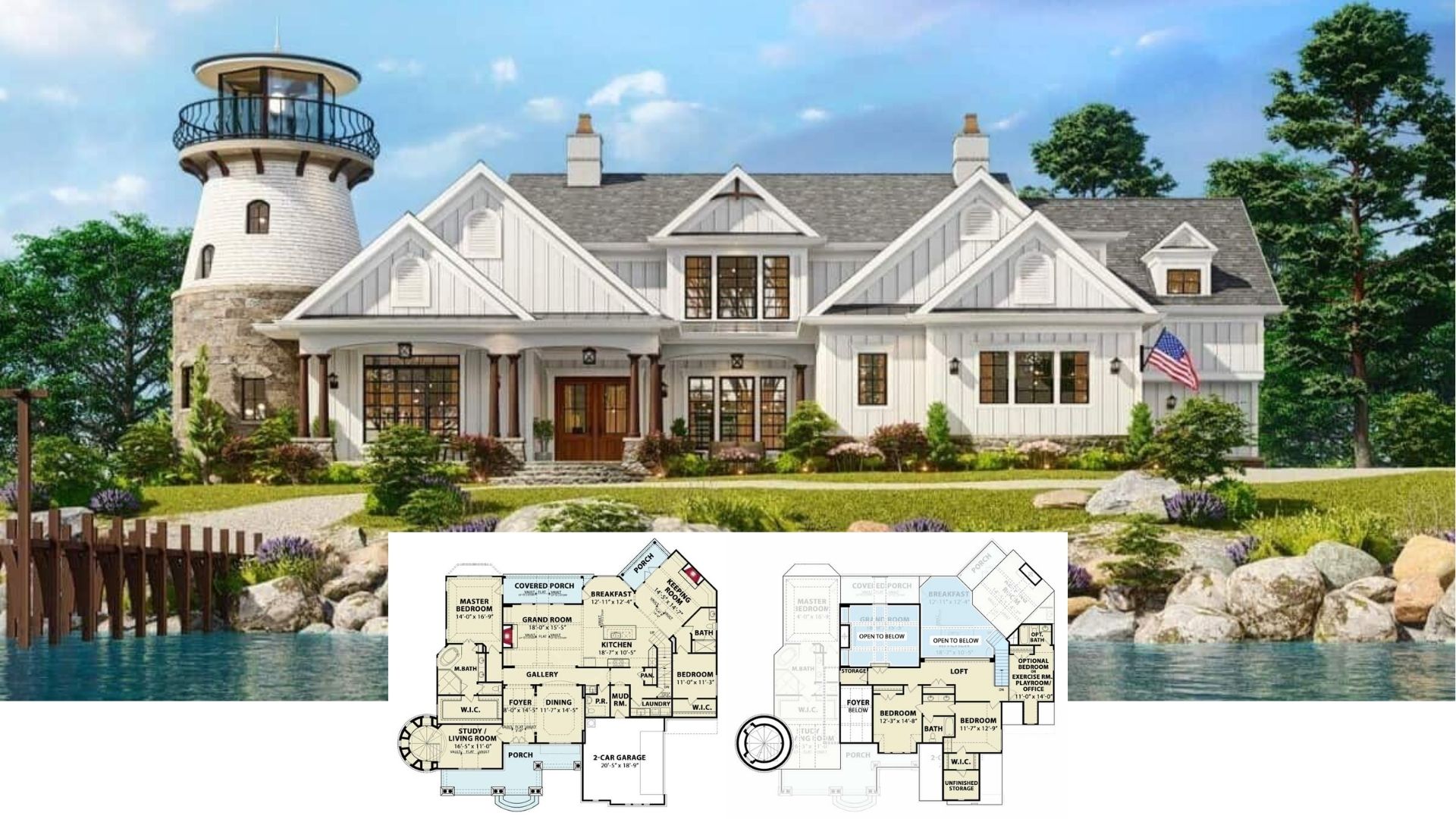 Introducing a 3,652 Sq. Ft. Two Story Home with 5 Bedrooms and a Lighthouse Feature – Floor Plan Included