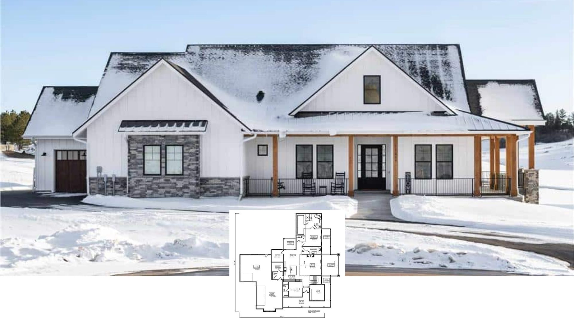 Welcome to This 2,766 Sq. Ft. Snowy Retreat: A Must See 3 Bedroom Floor Plan with Wraparound Porch