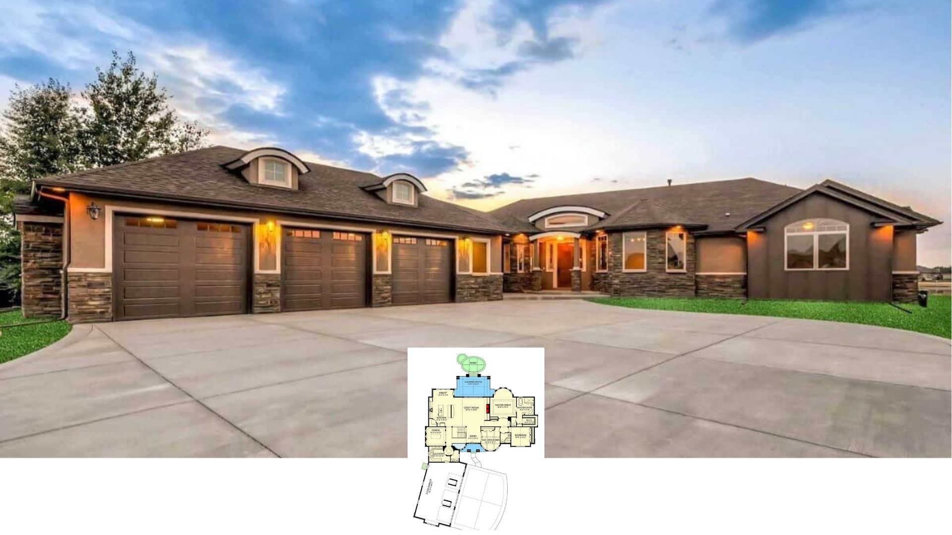 Discover the Spacious 5 Bedroom Ranch Home with 4,527 Sq. Ft., Basement, and Angled 3-Car Garage (Floor Plan Included)