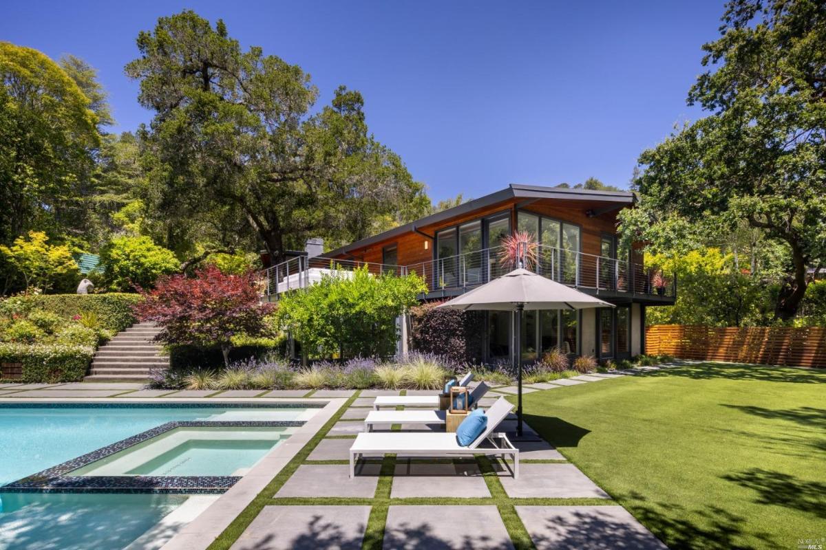 Pool with lounge chairs.