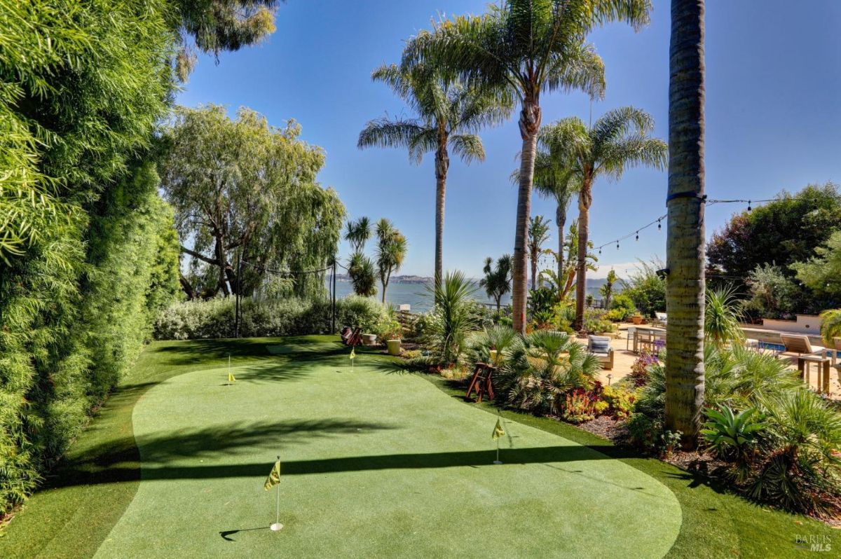 Golf course in the backyard near the pool.