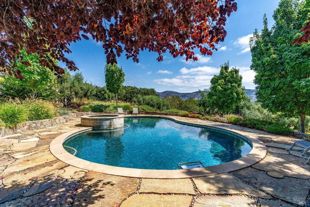 Pool with a view of the mountains.